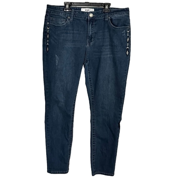 VGS Roll Up Skinny Embroidered Jeans Size 14 - Picture 1 of 4